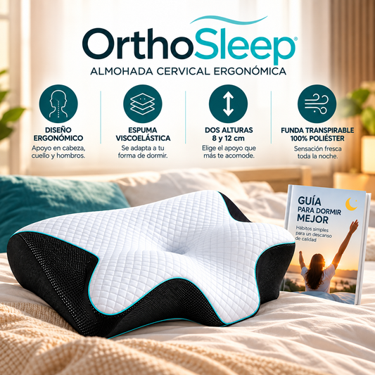 OrthoSleep: Almohada Cervical + Guia Para Dormir Mejor