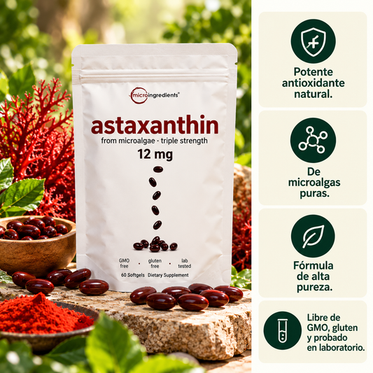 AstaxPure: Astaxantina 12 mg + Guía de Alimentación para el Cuidado Renal
